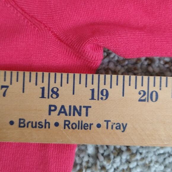 Rachel Roy V-Neck Puff Short Sleeve Knit Sweater Top Pink Size M - Picture 7 of 9